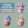 Cupcakes Floral Clipart Bundle