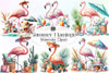 Summer Flamingo Clipart Bundle