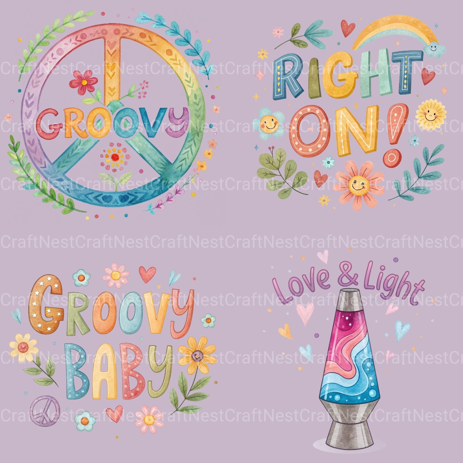 Hippie 70S Update Clipart Bundle - CraftNest - Digital Crafting and Art