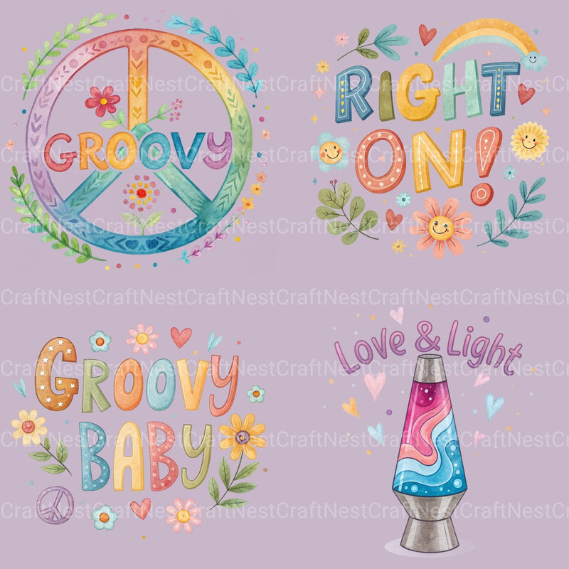 Hippie 70S Update Clipart Bundle - CraftNest - Digital Crafting and Art