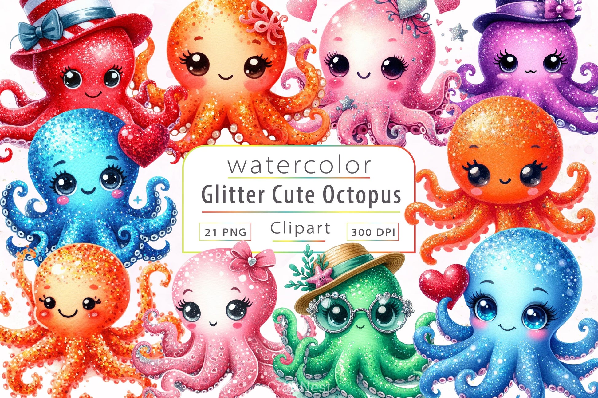 Octopuses Clipart Bundle - CraftNest - Digital Crafting and Art