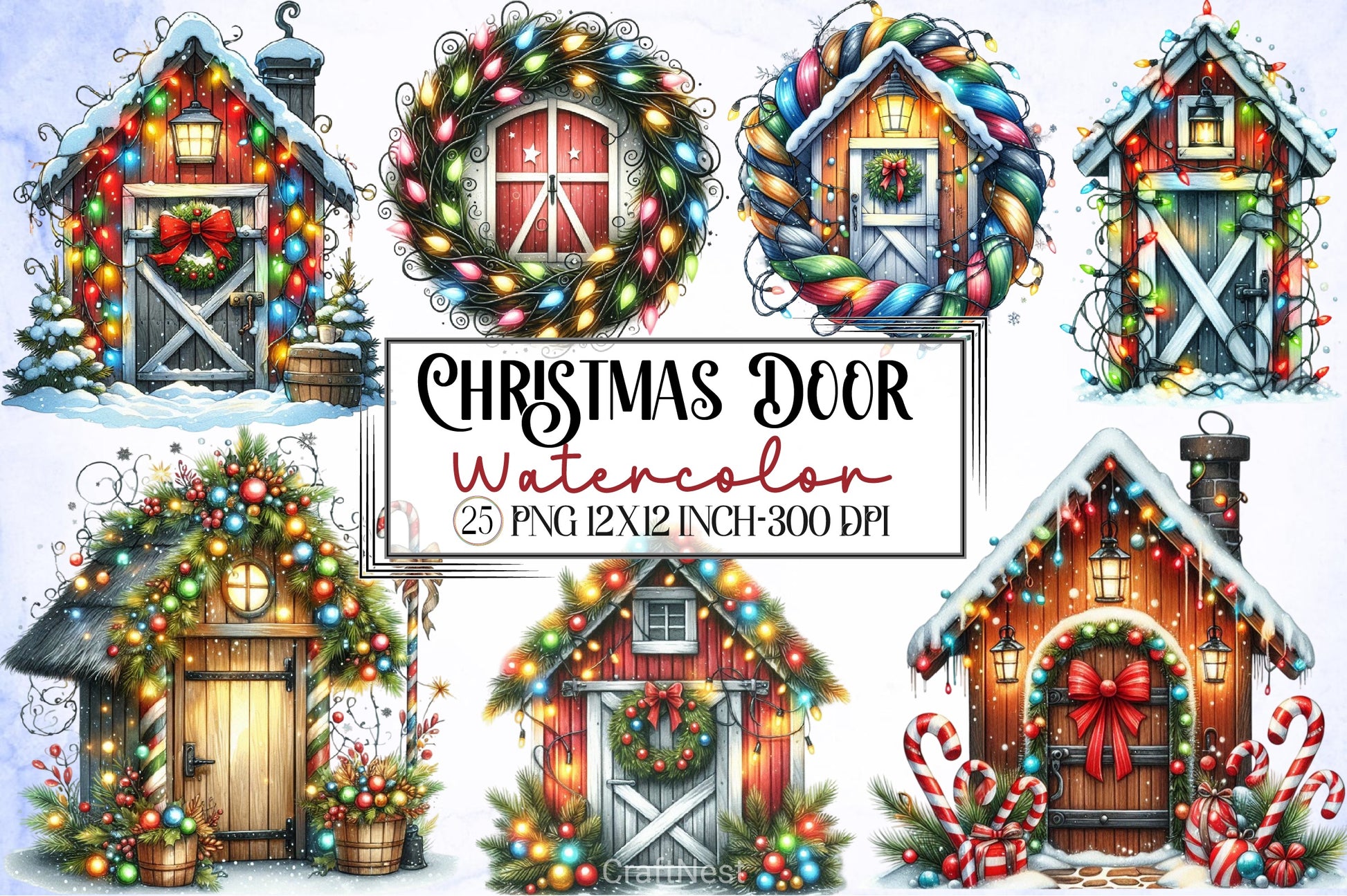 Christmas Door Clipart Bundle 3 - CraftNest - Digital Crafting and Art