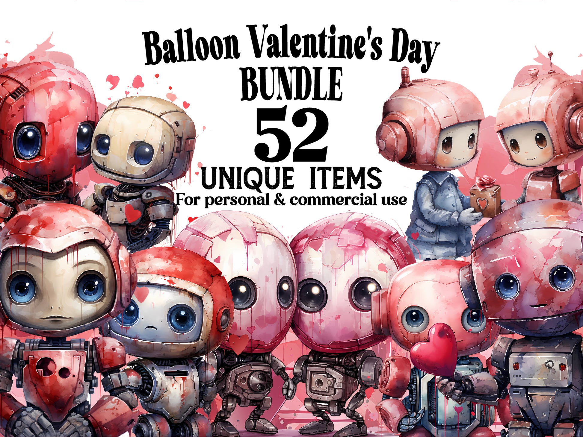 Valentine Robots Clipart - CraftNest