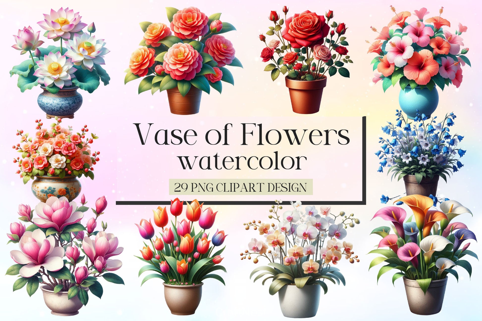 Vase Of Flowers Clipart Bundle 2 - CraftNest - Digital Crafting and Art