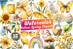 Yellow Spring Clipart Bundle - CraftNest - Digital Crafting and Art
