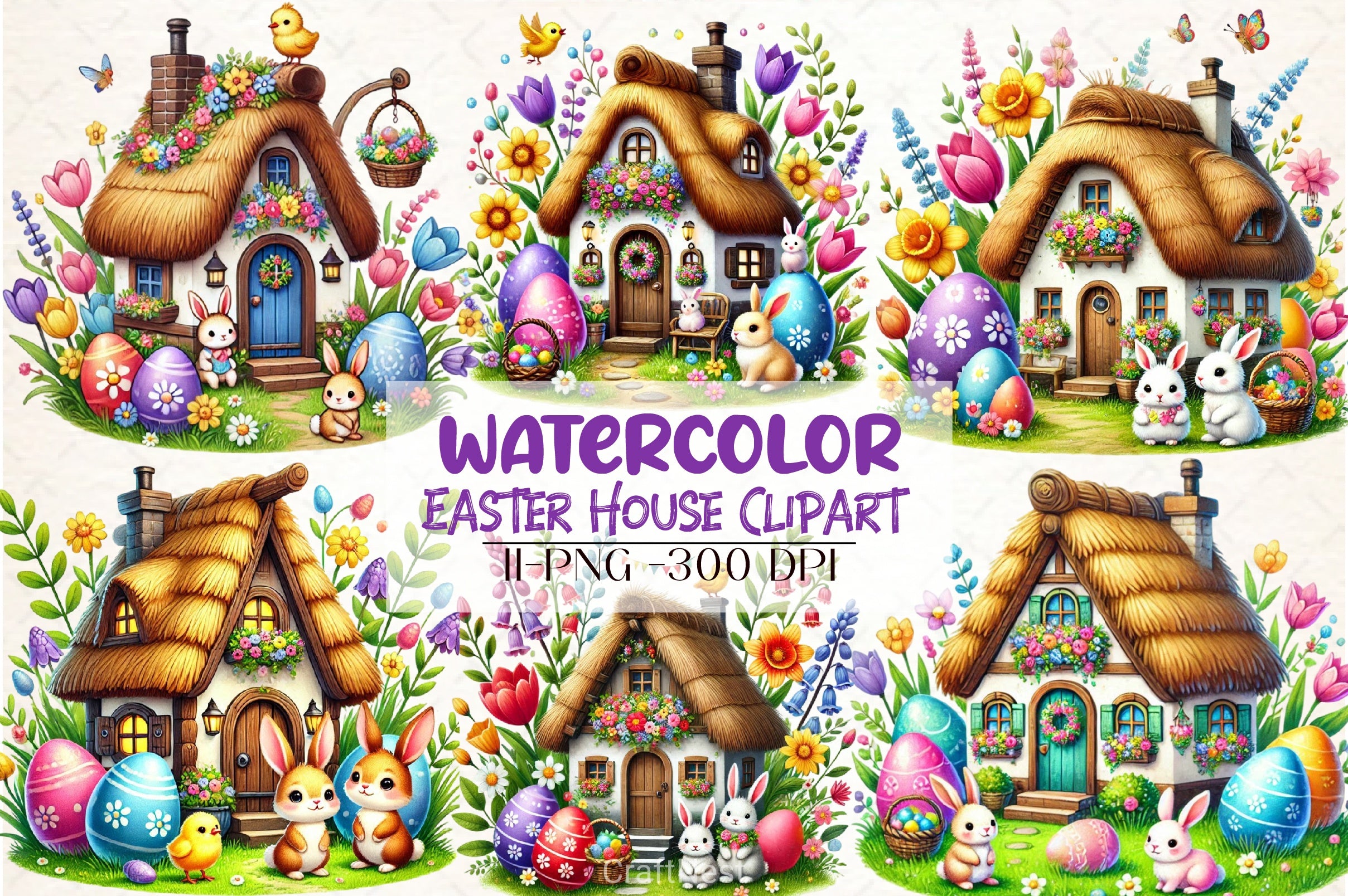 Easter House Clipart Bundle 2 - CraftNest - Digital Crafting and Art