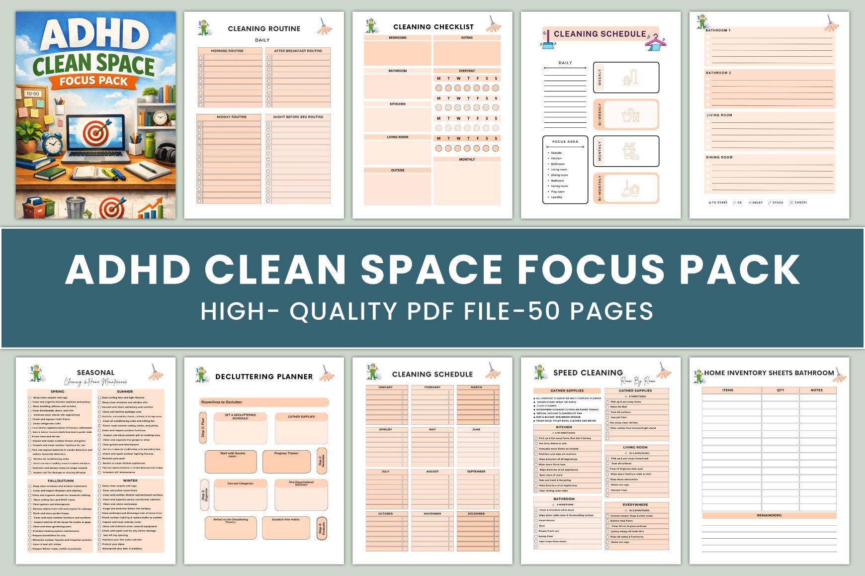 ADHD Clean Space Focus Planner