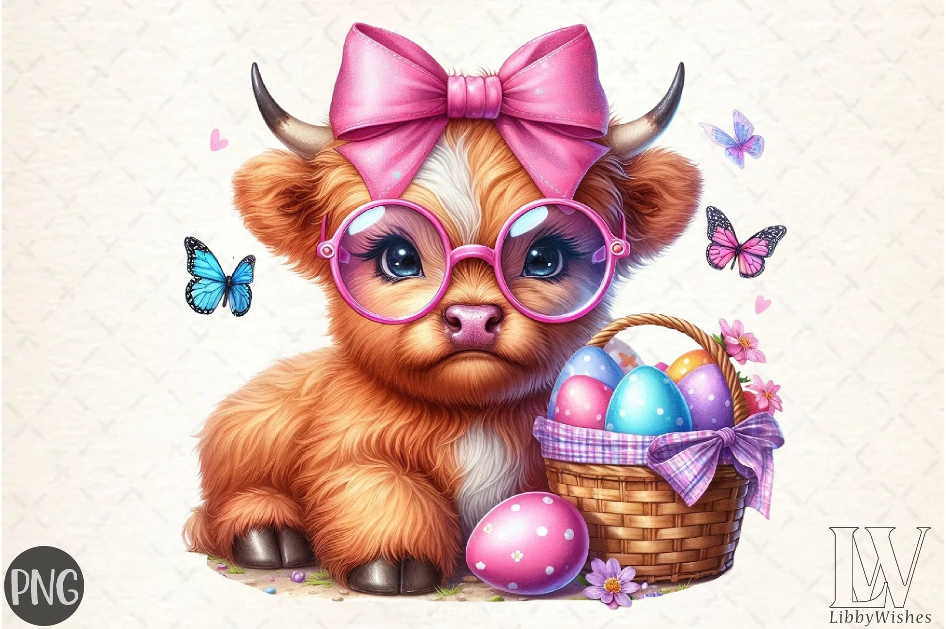Easter Highland Cow Clipart Bundle 5 - CraftNest - Digital Crafting and Art