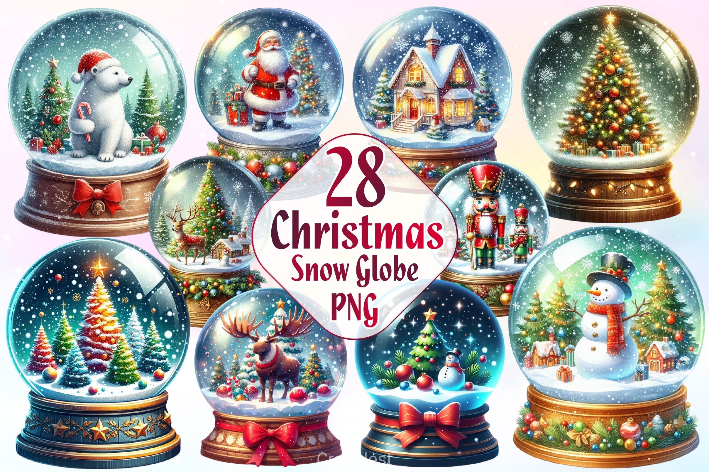 Christmas Snow Globe Clipart Bundle 2 - CraftNest - Digital Crafting and Art