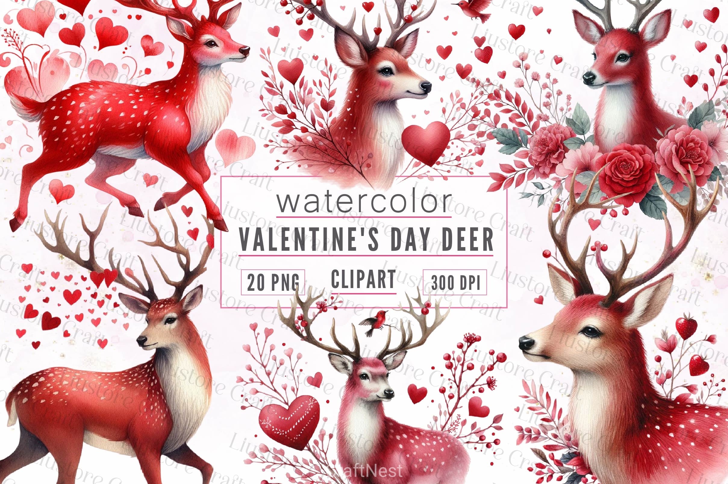 Valentines Deer Clipart Bundle - CraftNest - Digital Crafting and Art