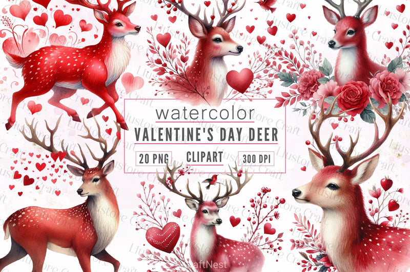 Valentines Deer Clipart Bundle - CraftNest - Digital Crafting and Art