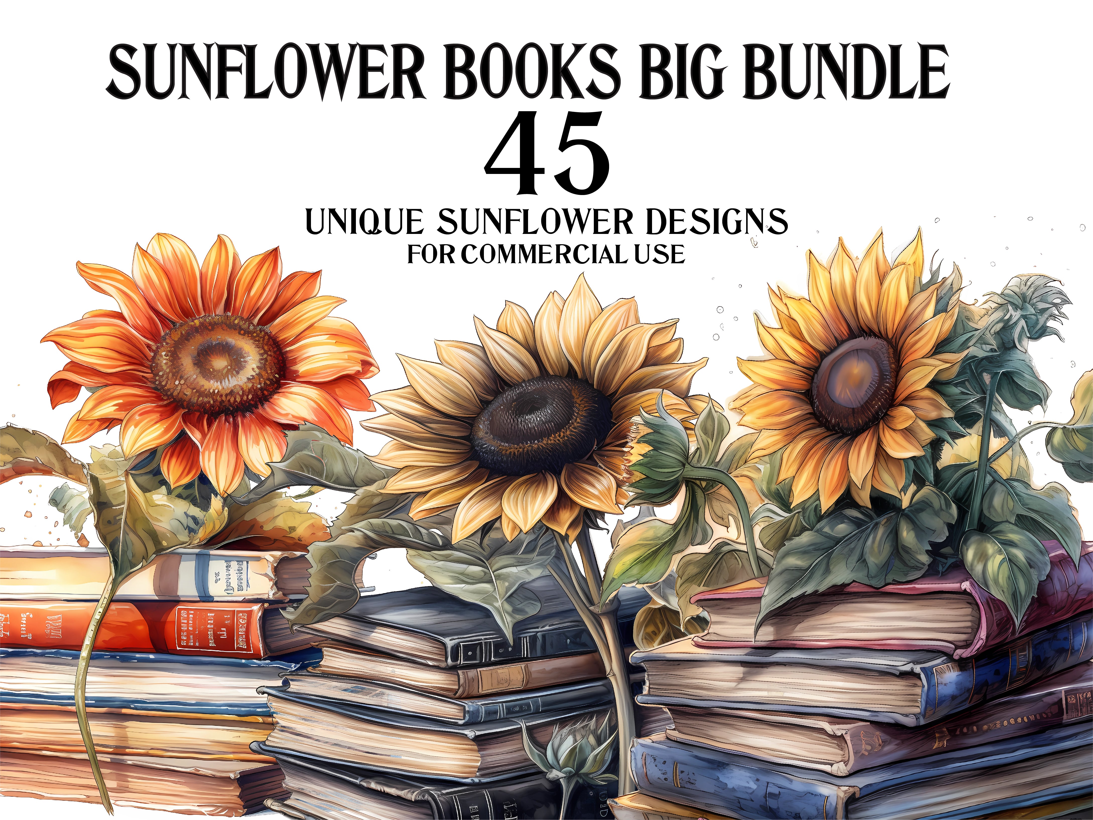 Sunflower Books Clipart - CraftNest