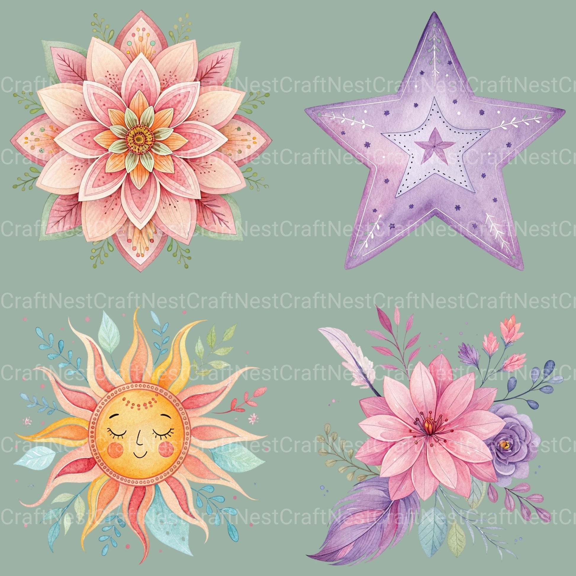 Boho Clipart Bundle 3 - CraftNest - Digital Crafting and Art