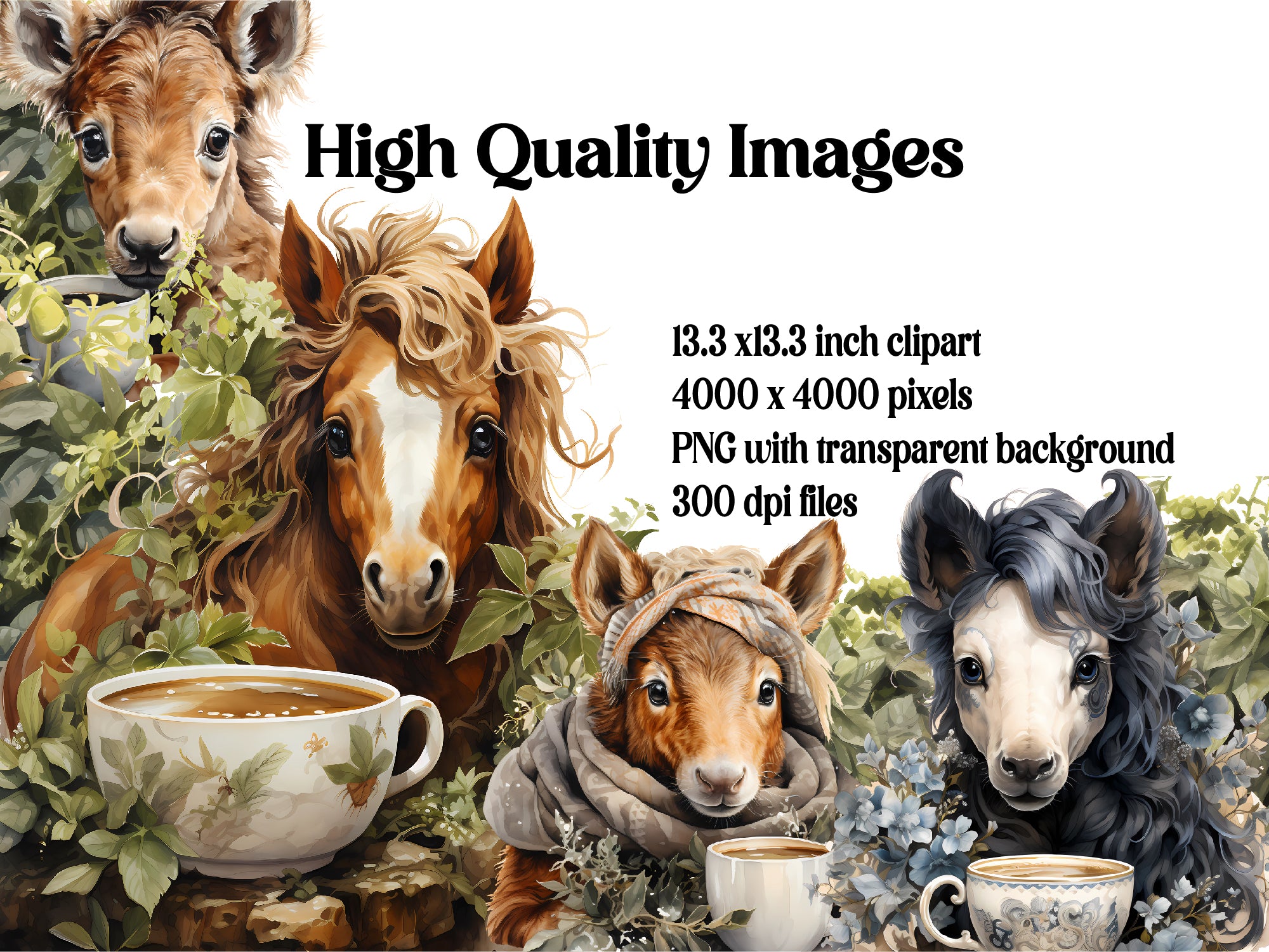 Horses With Cups Clipart - CraftNest