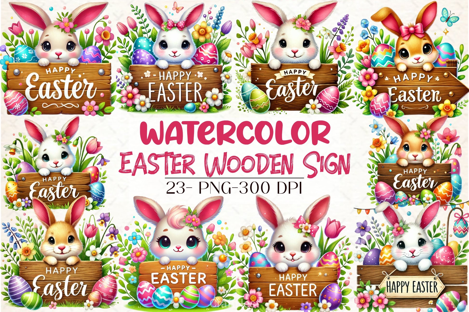 Easter Wooden Sign Clipart Bundle - CraftNest - Digital Crafting and Art