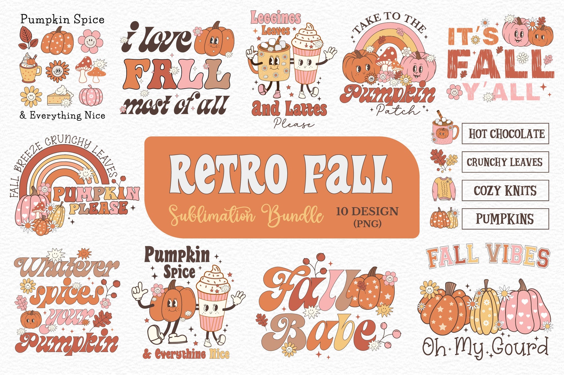 Retro Fall Clipart Bundle - CraftNest - Digital Crafting and Art