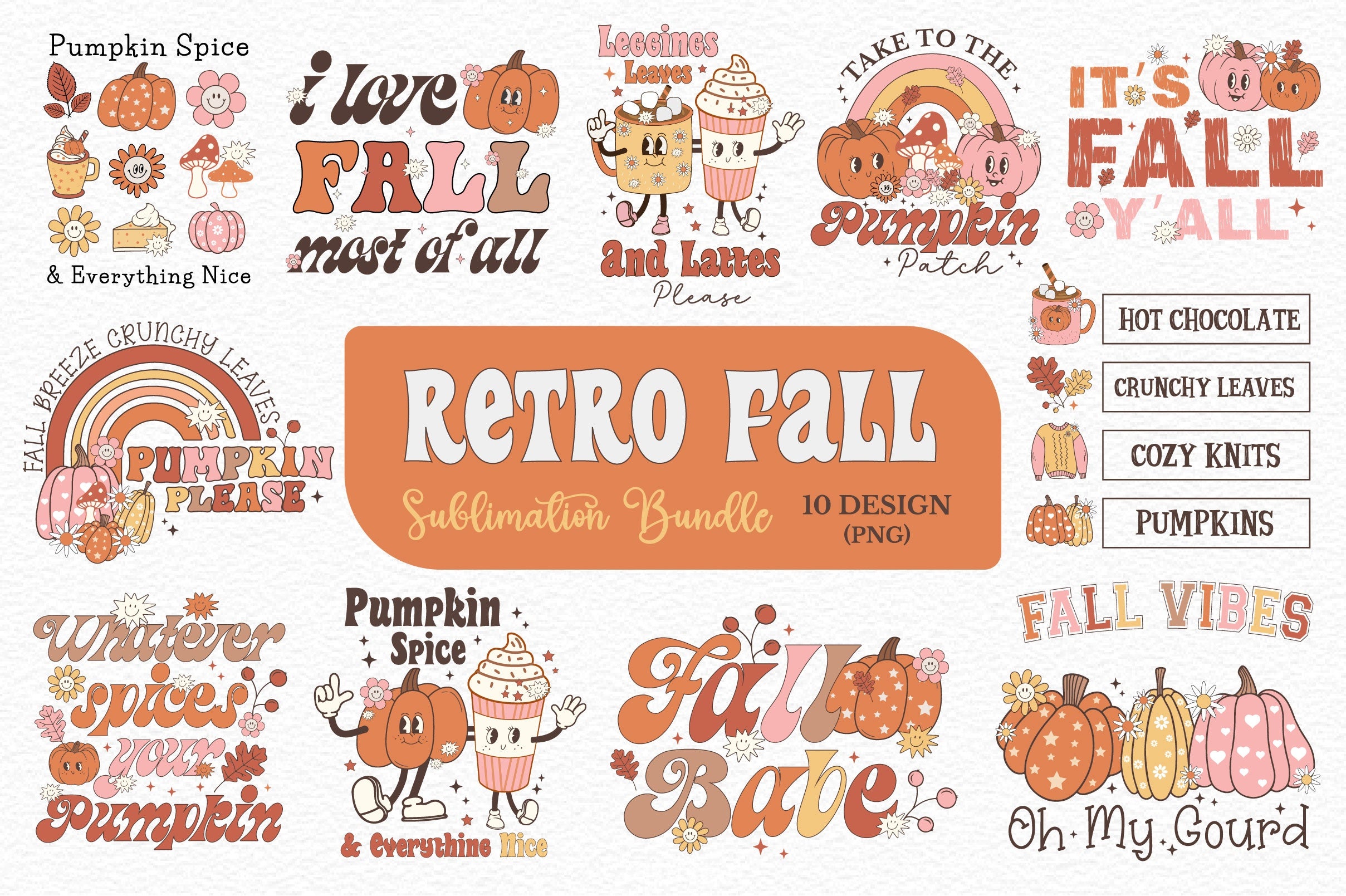 Retro Fall Clipart Bundle - CraftNest - Digital Crafting and Art