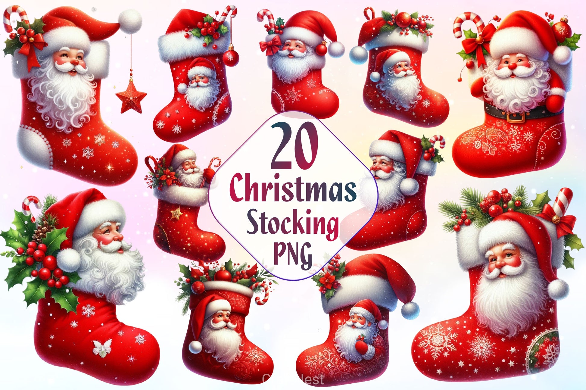 Christmas Stocking Clipart Bundle 4 - CraftNest - Digital Crafting and Art