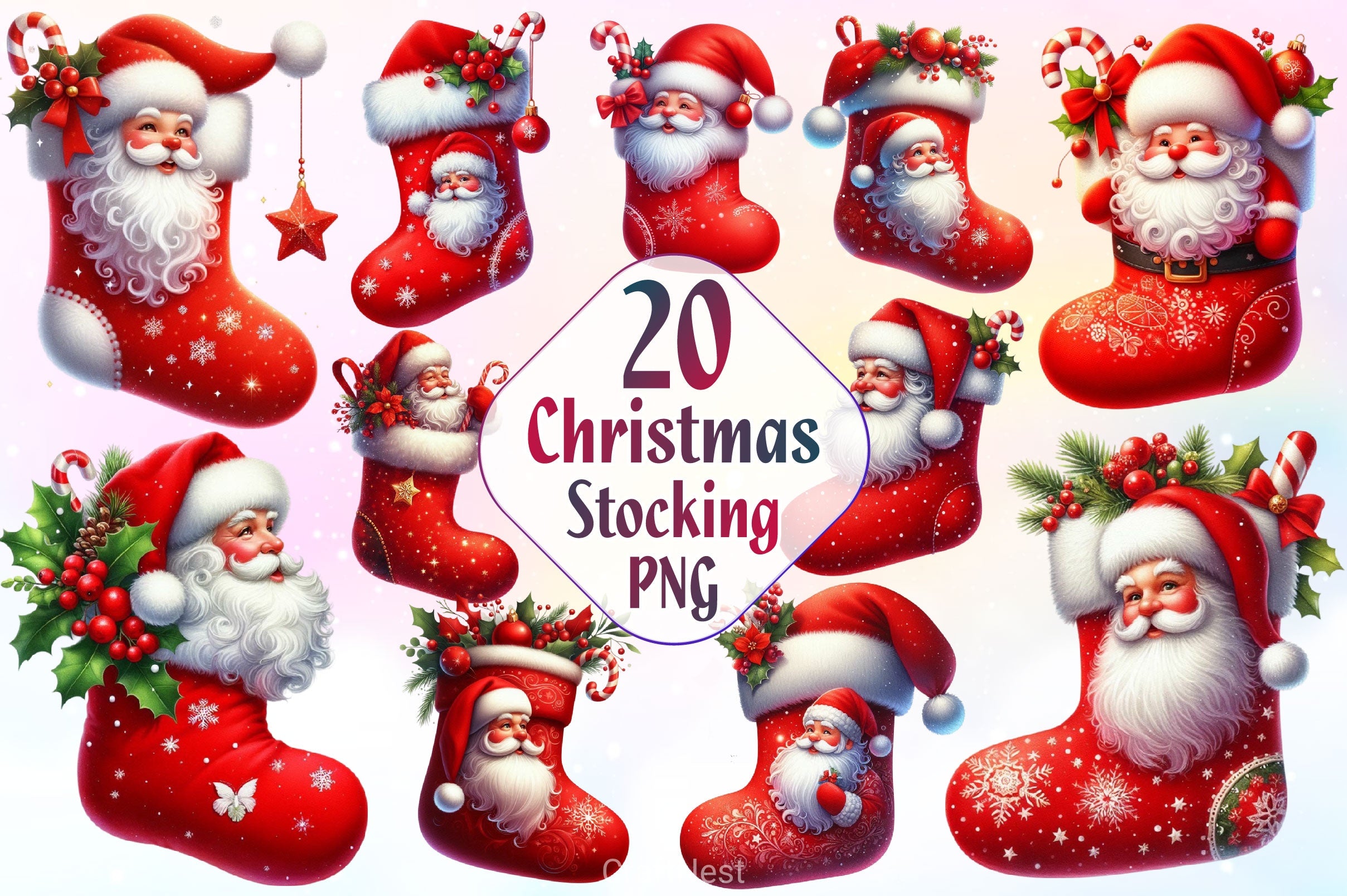 Christmas Stocking Clipart Bundle 4 - CraftNest - Digital Crafting and Art