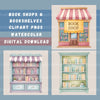 Book Shop & Bookshelves Clipart Bundle