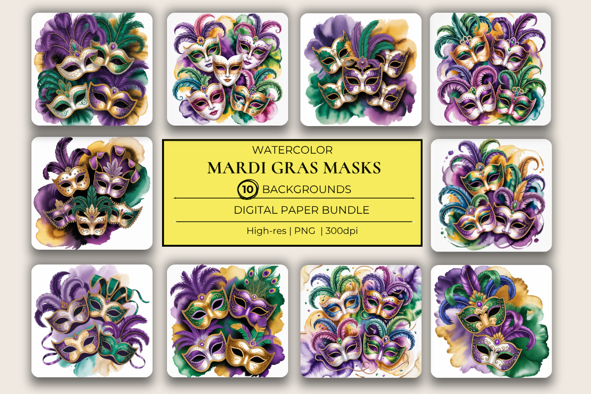 Mardi Gras Masks Background Papers