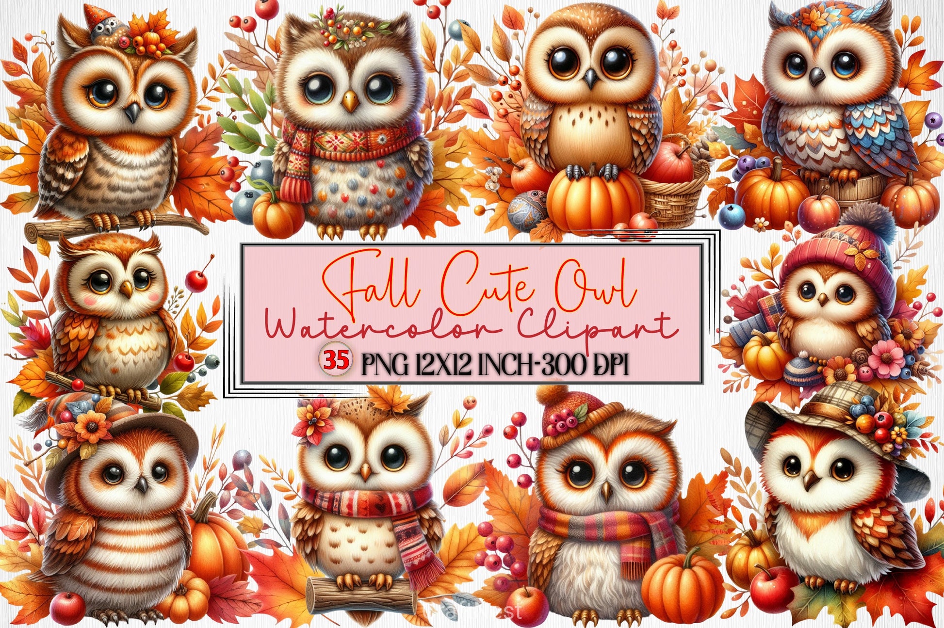 Fall Owl Clipart Bundle - CraftNest - Digital Crafting and Art