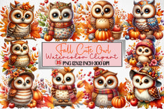 Fall Owl Clipart Bundle - CraftNest - Digital Crafting and Art