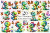 Cute Dinosaur With Butterfly Clipart Bundle 2