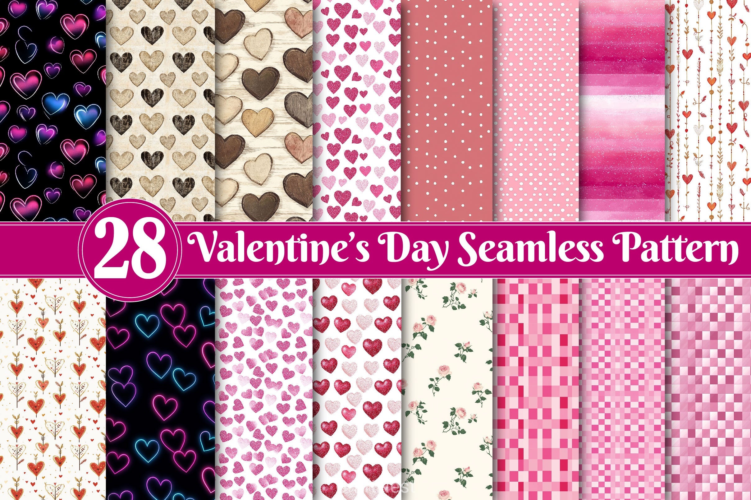 Valentines Day Seamless Pattern Digital Paper - CraftNest - Digital Crafting and Art