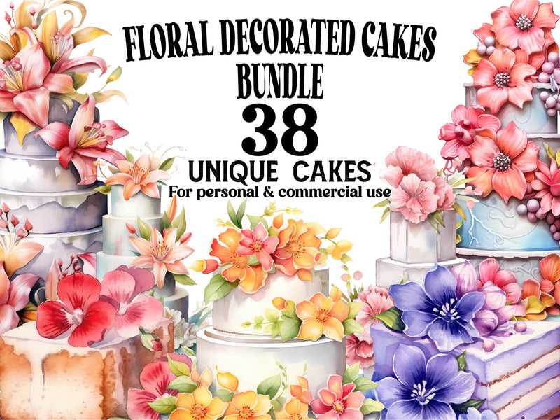 Floral Decorated Cakes Clipart - CraftNest