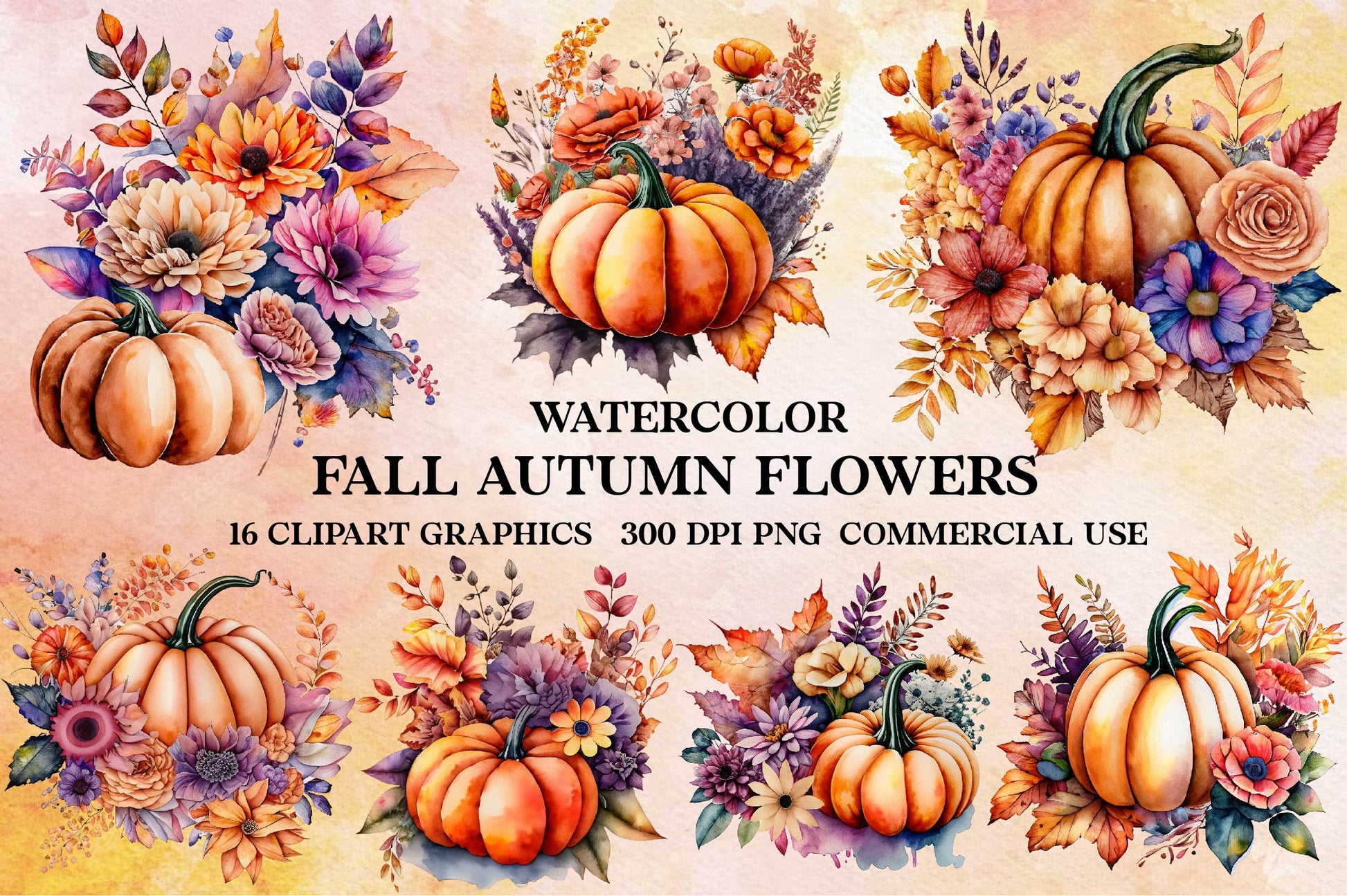Fall Autumn Flowers Clipart Bundle - CraftNest - Digital Crafting and Art