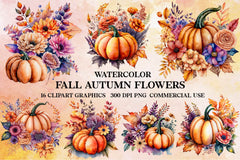 Fall Autumn Flowers Clipart Bundle - CraftNest - Digital Crafting and Art