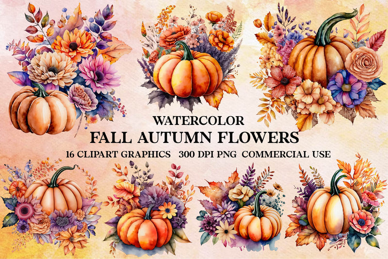 Fall Autumn Flowers Clipart Bundle - CraftNest - Digital Crafting and Art