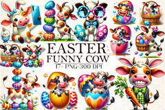 Funny Easter Cow Clipart Bundle - CraftNest - Digital Crafting and Art