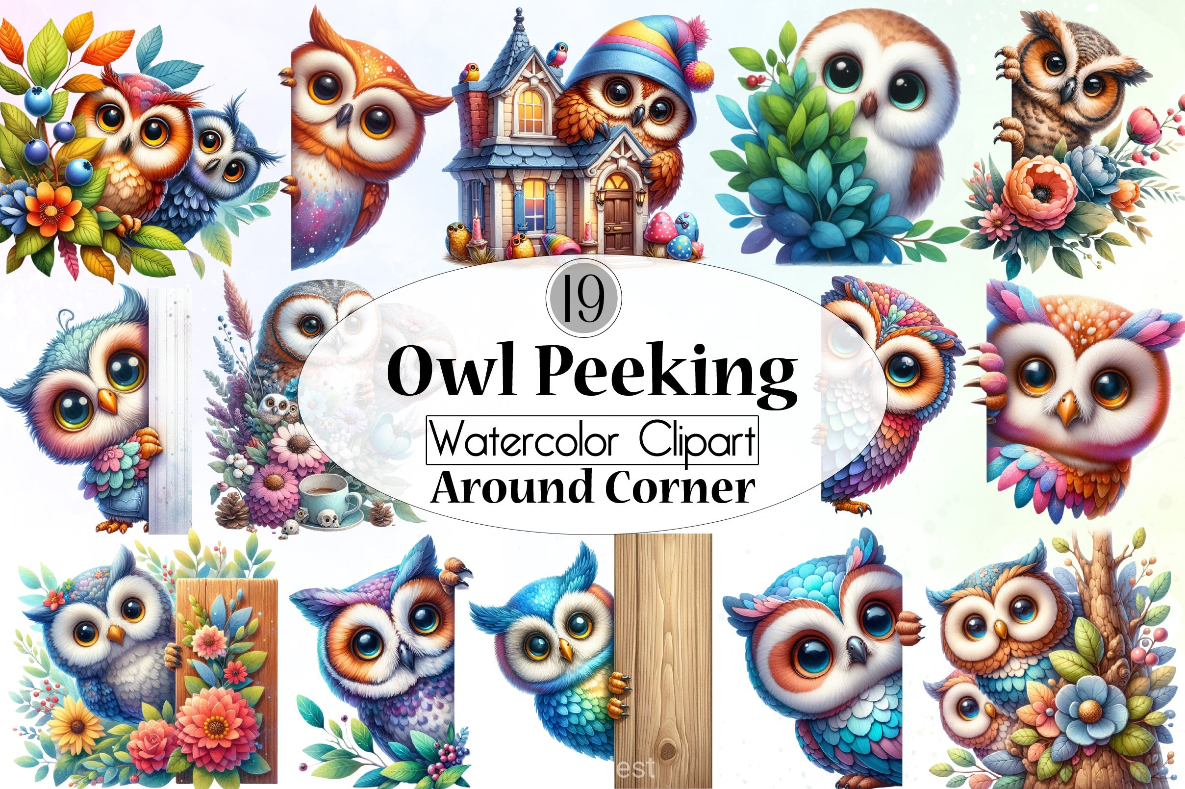 Peeking Owl Clipart Bundle - CraftNest - Digital Crafting and Art