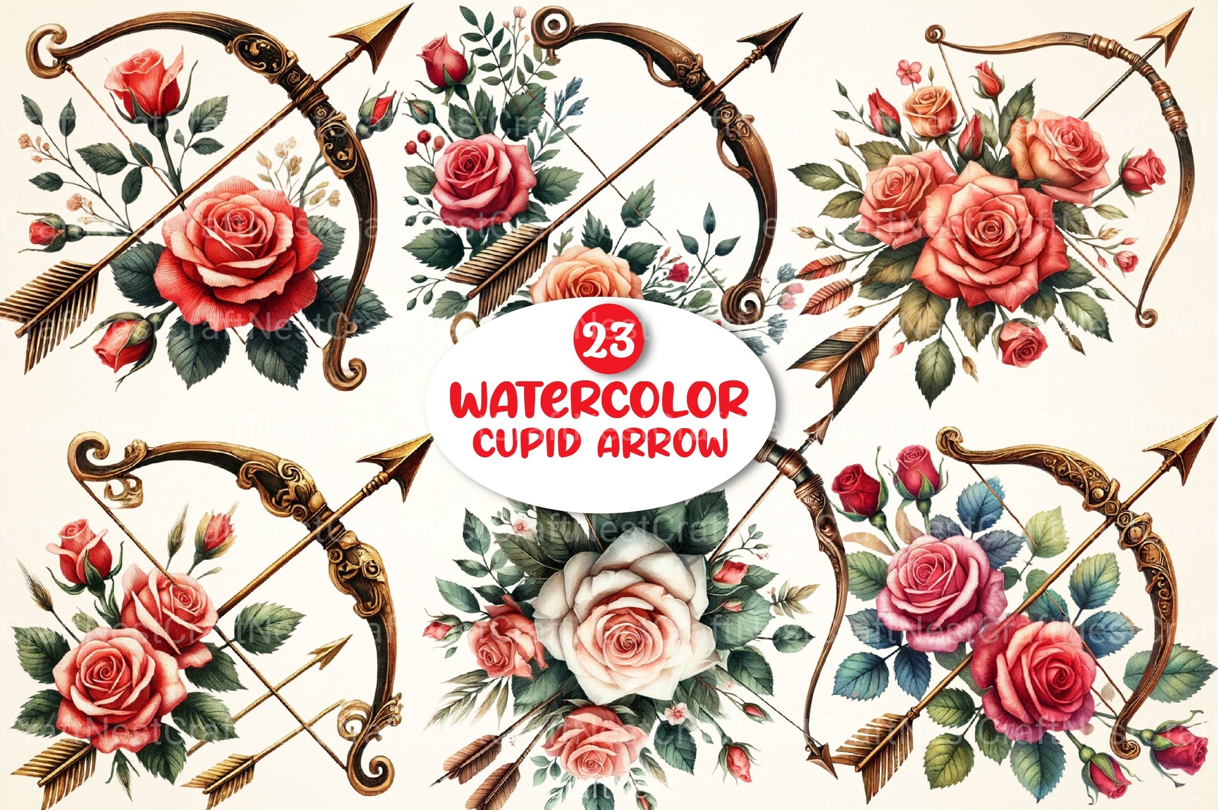 Cupid Arrow Clipart Bundle - CraftNest - Digital Crafting and Art