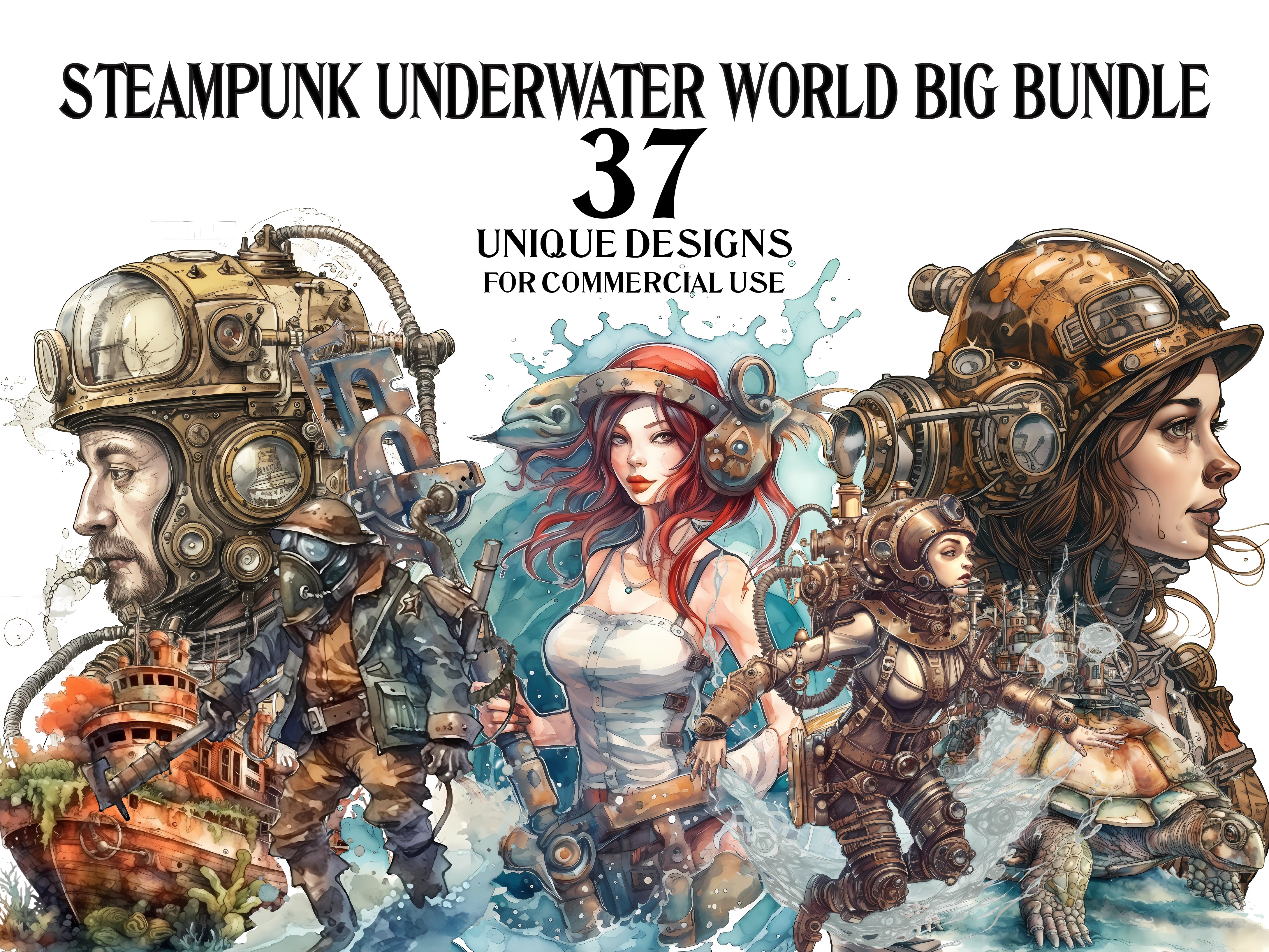 Steampunk Underwater World Clipart - CraftNest