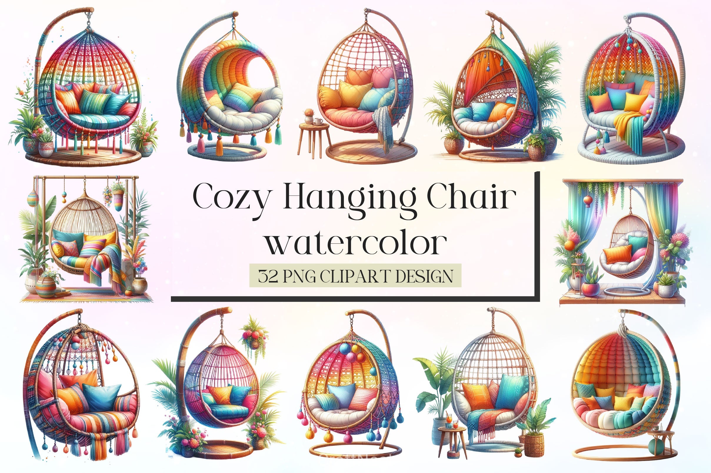 Cozy Hanging Chair Clipart Bundle - CraftNest - Digital Crafting and Art