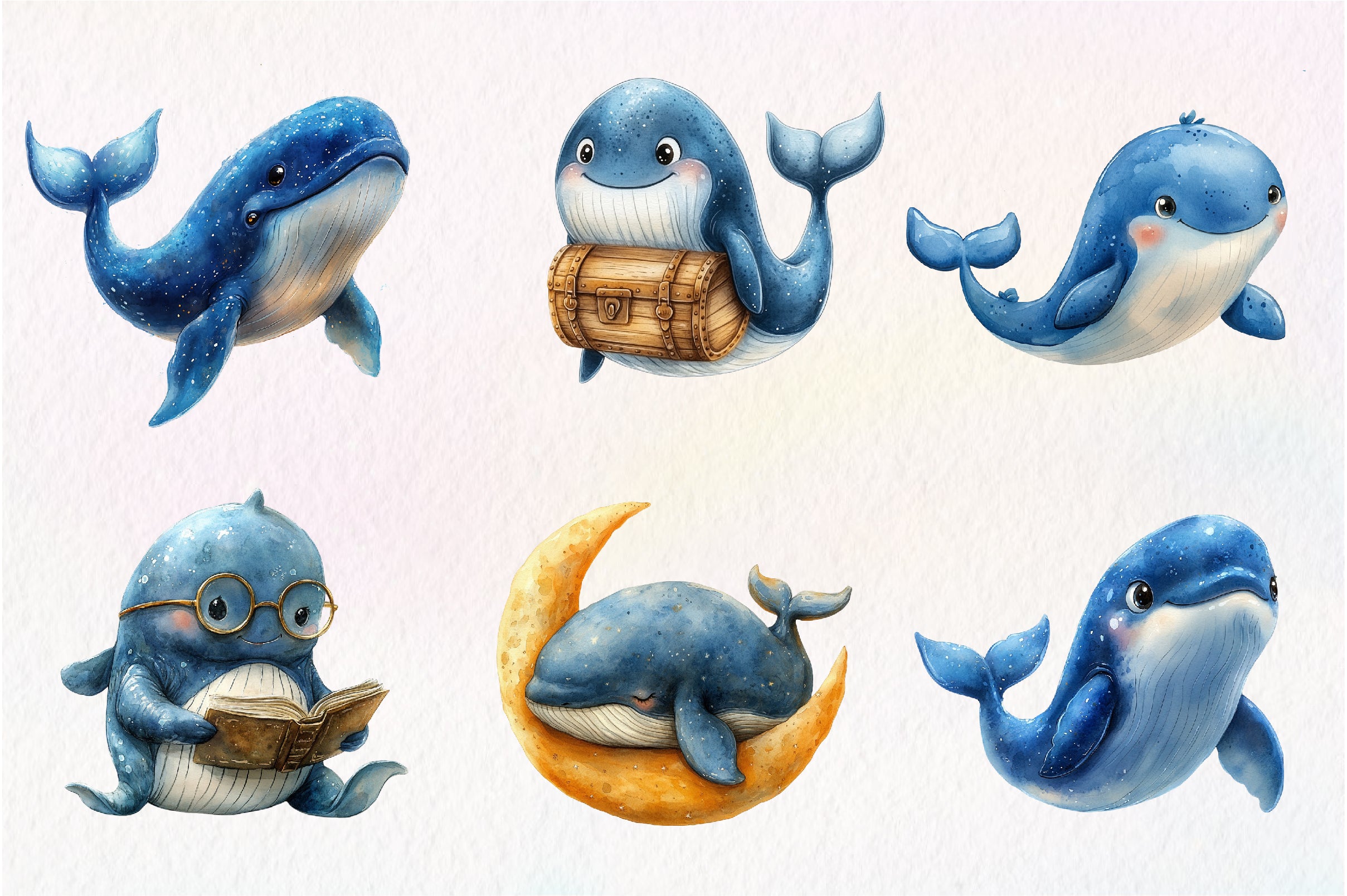 Whale Blue Whale Clipart Bundle - CraftNest - Digital Crafting and Art