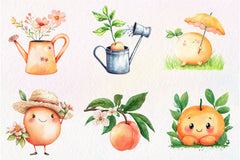 Cute Peaches Garden Fruit Clipart Bundle - CraftNest - Digital Crafting and Art