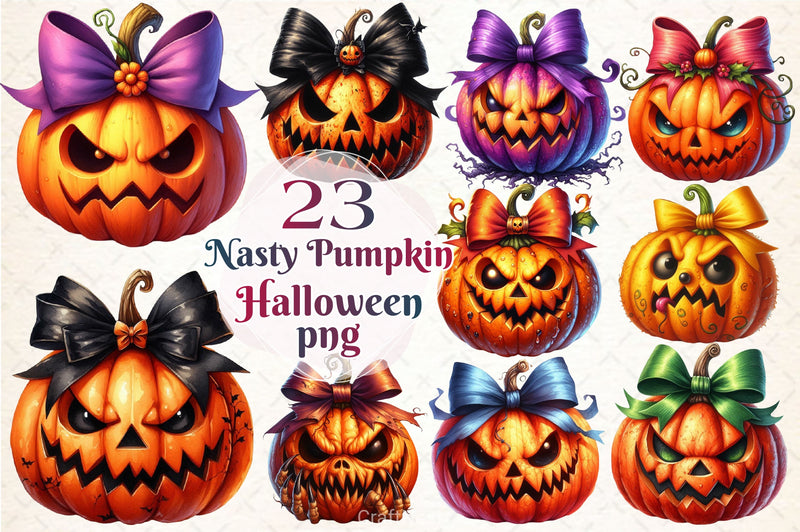 Nasty Pumpkin Halloween Pumpkin Clipart Bundle - CraftNest - Digital Crafting and Art