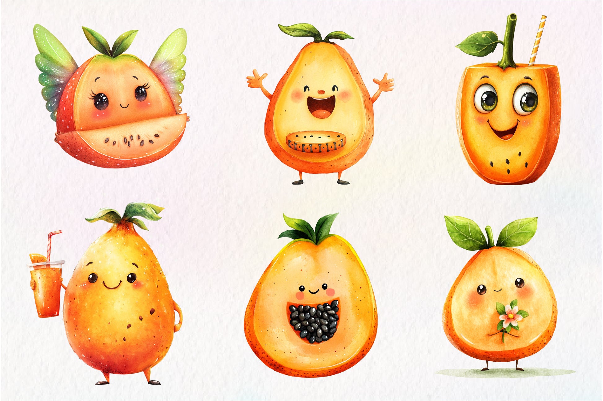 Papaya Fruit Papaya Clipart Bundle - CraftNest - Digital Crafting and Art