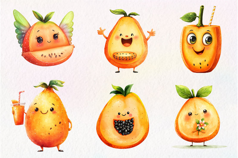 Papaya Fruit Papaya Clipart Bundle - CraftNest - Digital Crafting and Art