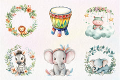 Cute Boho Baby Safari Animals Clipart Bundle - CraftNest - Digital Crafting and Art