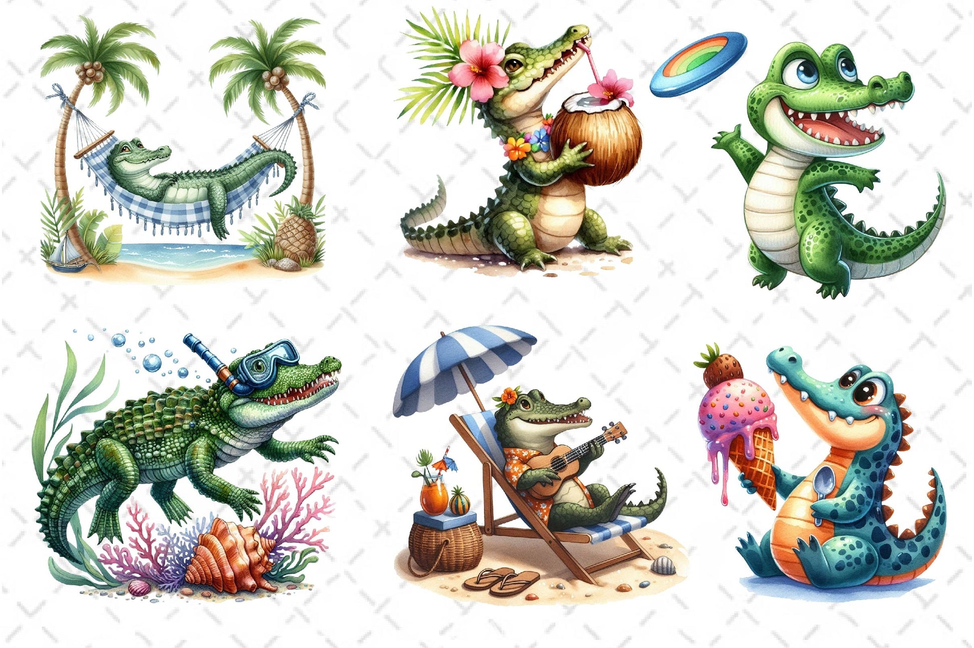 Summer Crocodile Clipart Bundle 2 - CraftNest - Digital Crafting and Art