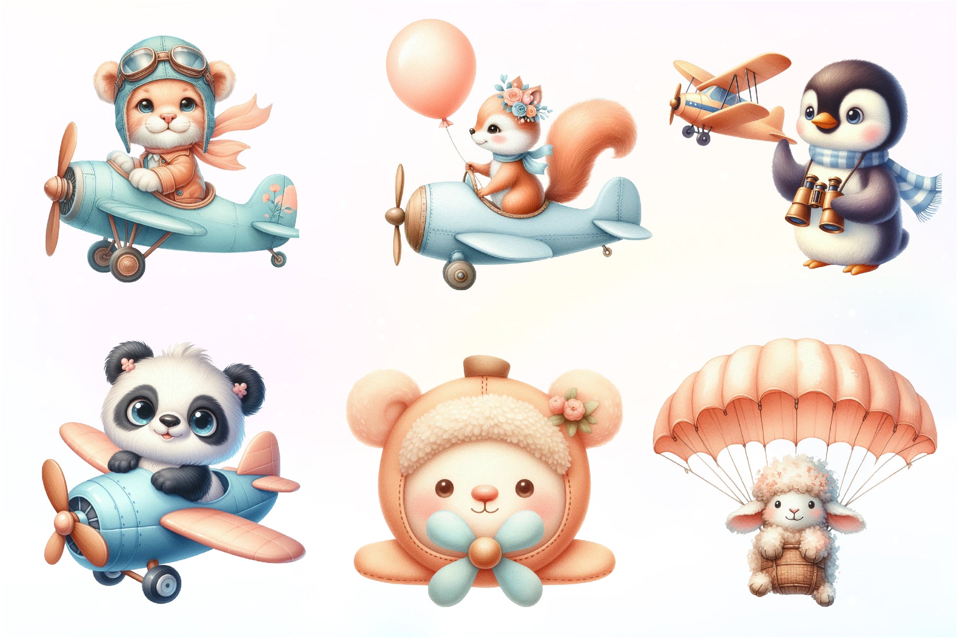 Airplane Cute Animals Clipart Bundle - CraftNest - Digital Crafting and Art