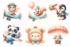 Airplane Cute Animals Clipart Bundle - CraftNest - Digital Crafting and Art
