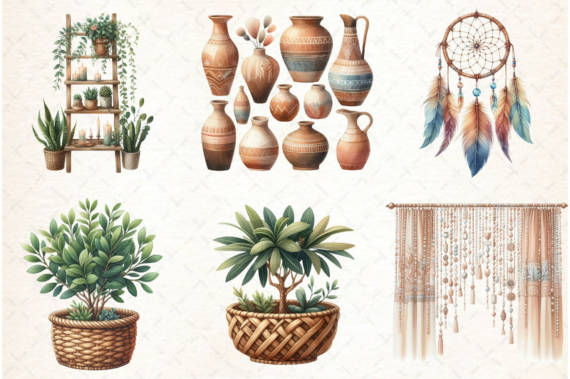 Boho Interior Clipart Bundle - CraftNest - Digital Crafting and Art