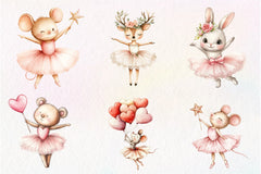 Cute Pink Ballerina Animals Clipart Bundle - CraftNest - Digital Crafting and Art