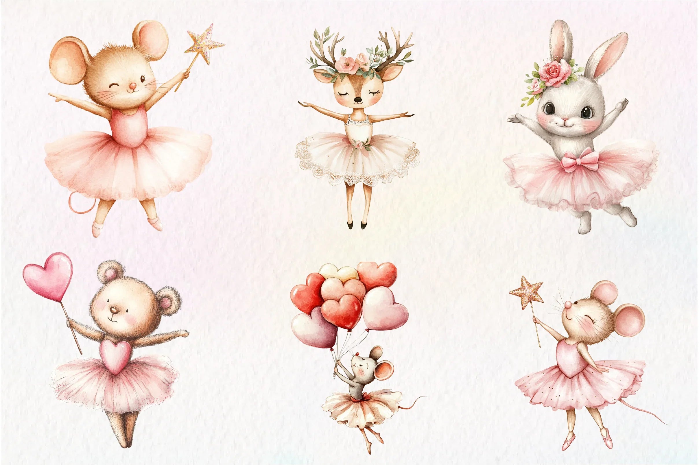Cute Pink Ballerina Animals Clipart Bundle - CraftNest - Digital Crafting and Art